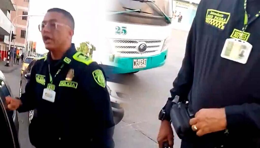 policía amenaza a ciclista en Barranquilla